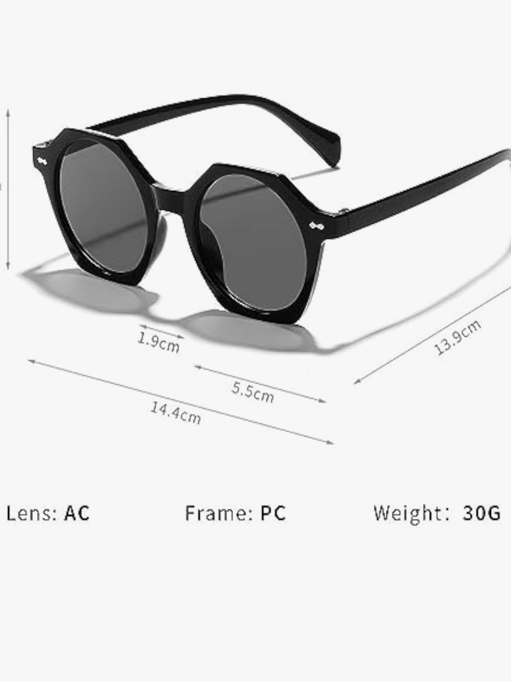 Women’s Black Round Geometric Sunglasses